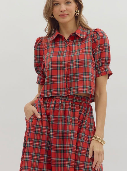 Ruby Midi Skirt Set - Red