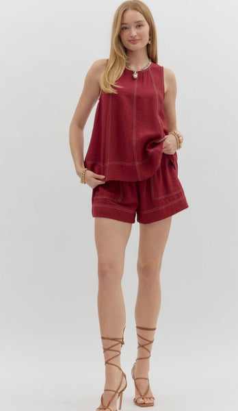 Leah Short Set - Garnet