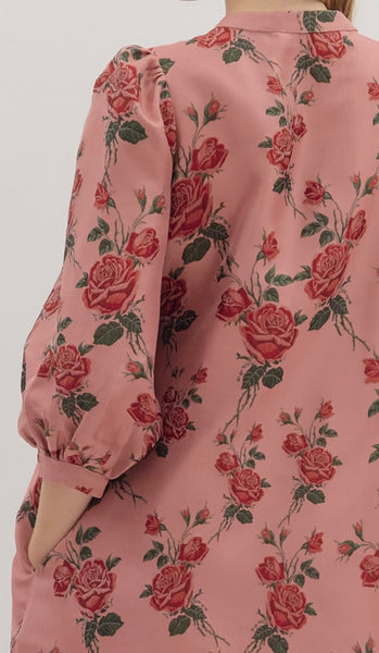 Eden Floral Mini Dress - Dusty Rose