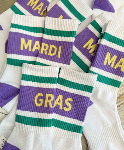 Mardi Gras Varsity Socks - Adult