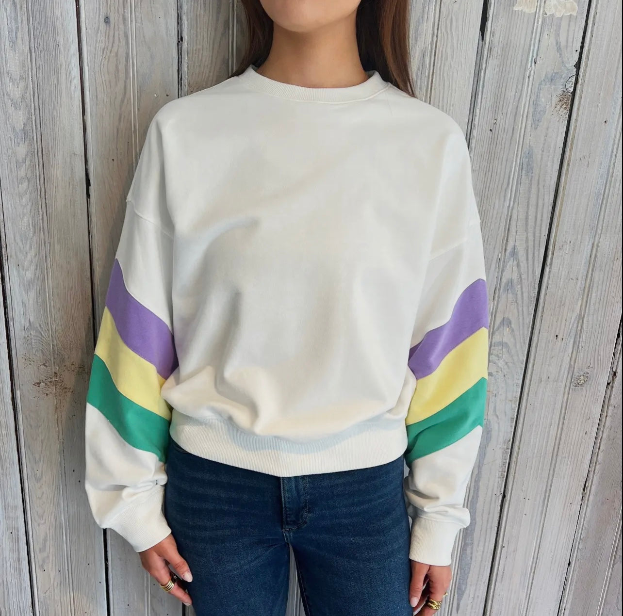 Nolaverse - Mardi Gras Pastel Stripe Sweatshirt