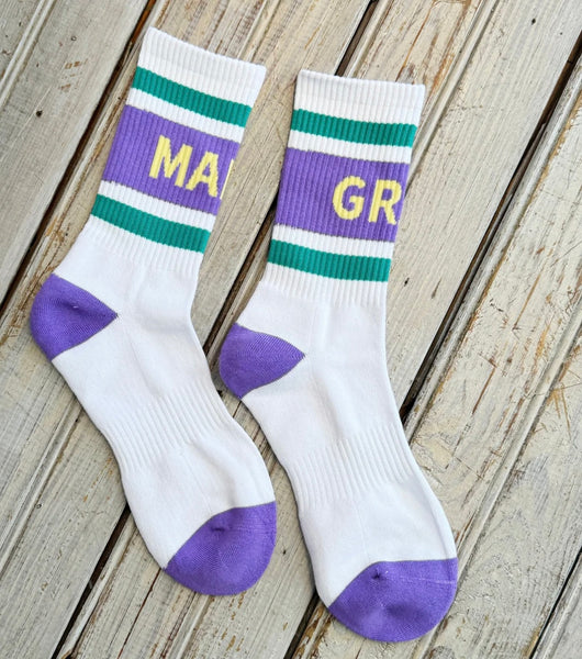 Mardi Gras Varsity Socks - Adult