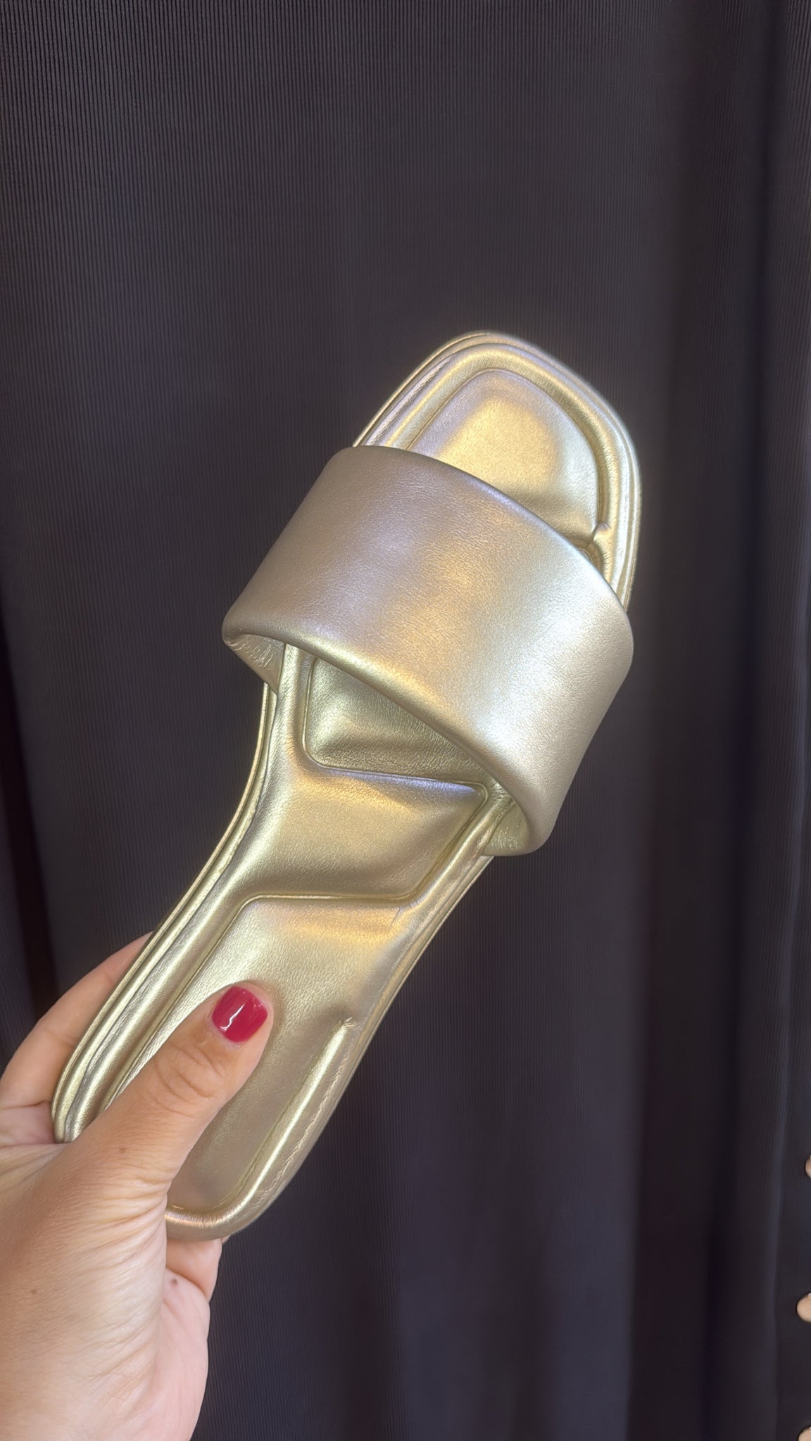 Gold Puffy Strap Sandal