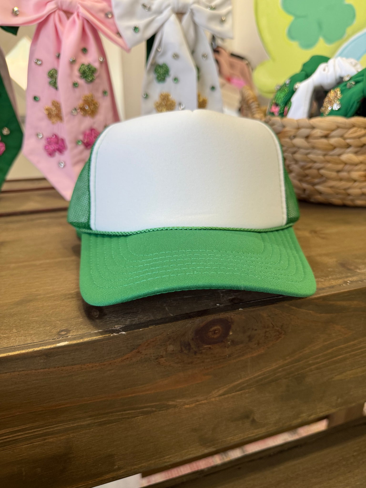 Otto Blank Trucker Hats - Green/White