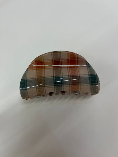 Plaid Neutral Claw Clips
