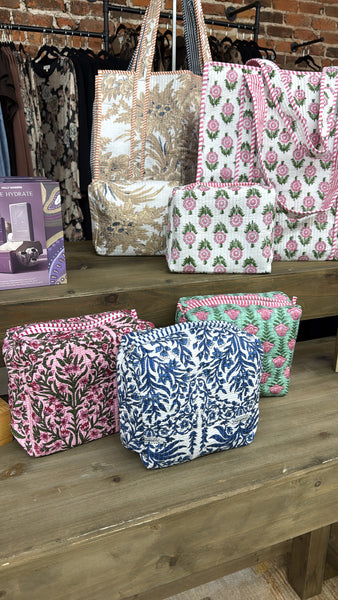 Quilted Print Cosmetic Bag Set