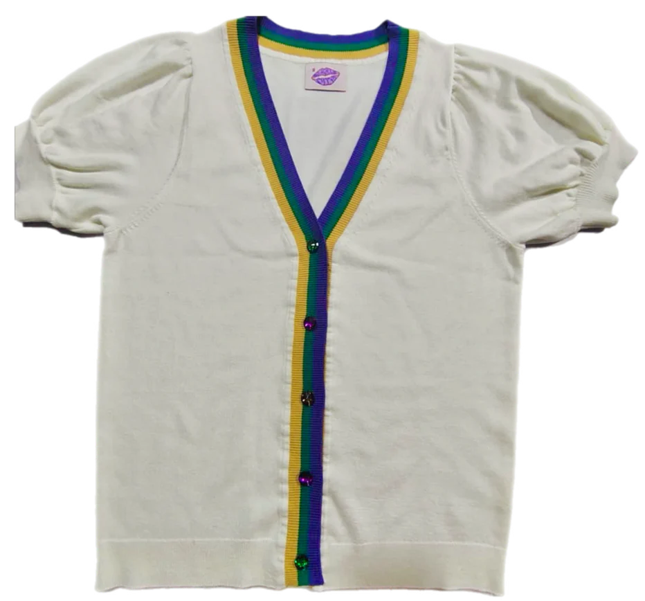 Sparkle City - Short Sleeve Mardi Gras Cardigan