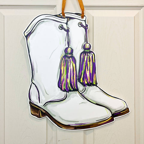 Home Malone - Majorette Marching Boots Mardi Gras Door Hanger - NOLA Decor