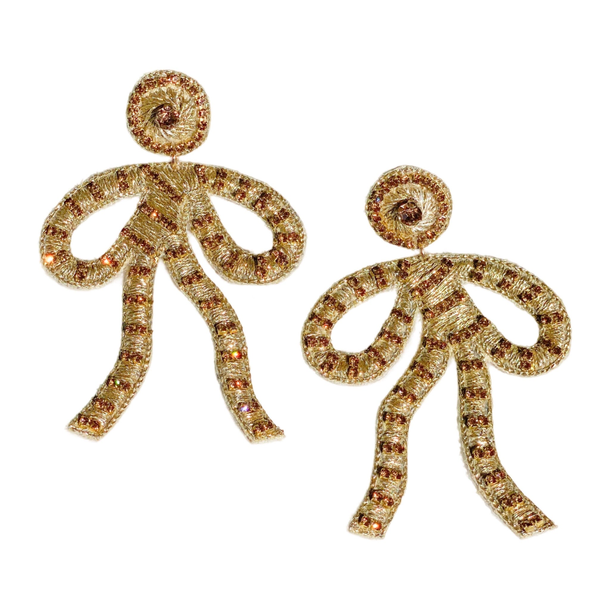 Gaby & Grace - Coquette Embroidered Earrings - Golden