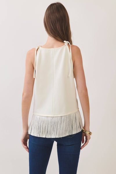 Chloe Fringe Hem Top - Cream