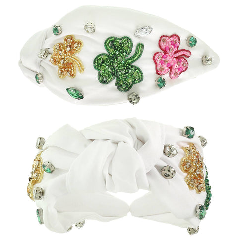 Saint Patrick's Shamrock Headband - White