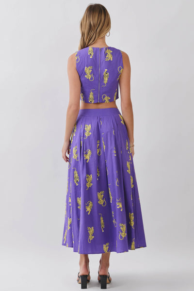 Fightin’ Tigers Pleated Midi Skirt - Purple