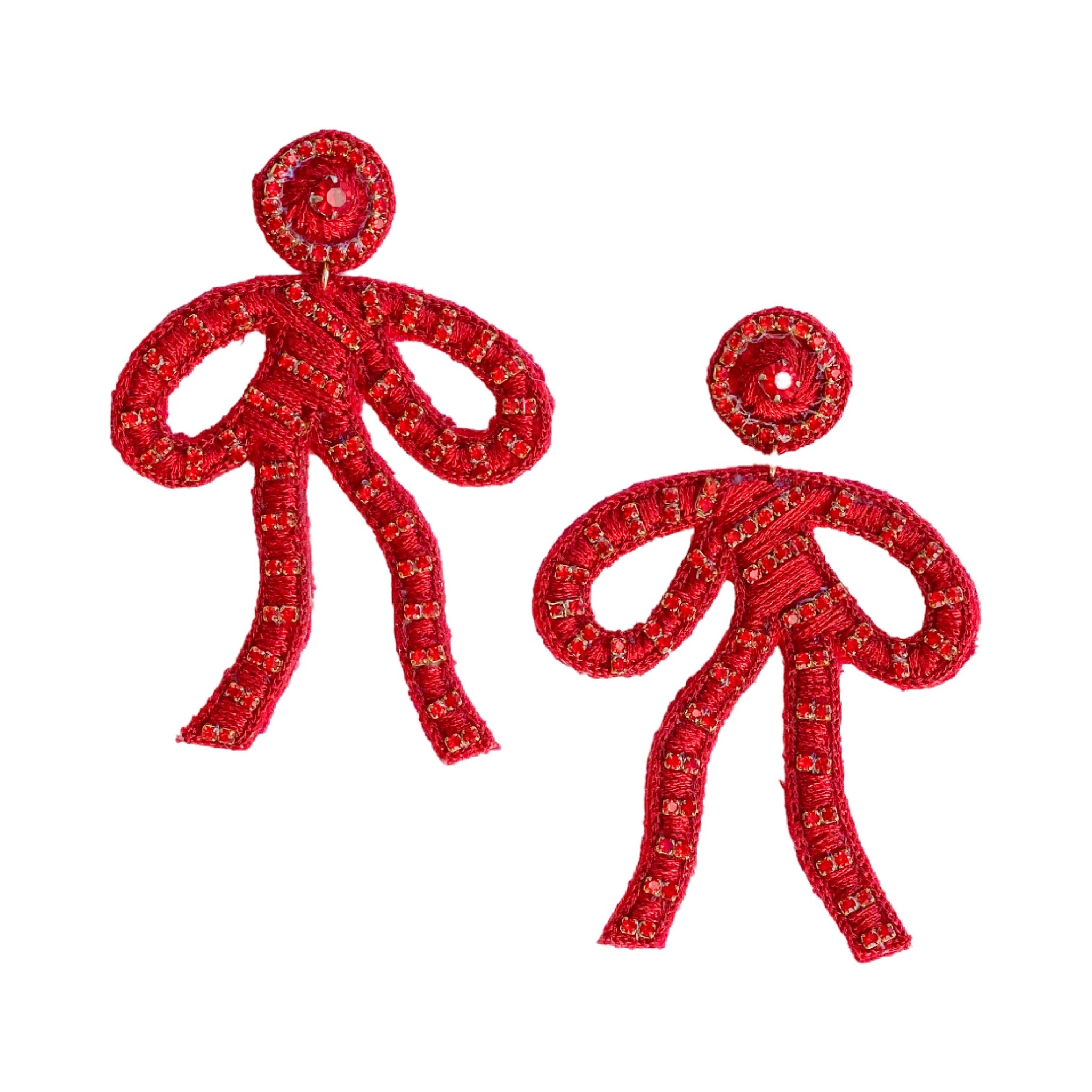 Gaby & Grace - Coquette Embroidered Earrings - Red