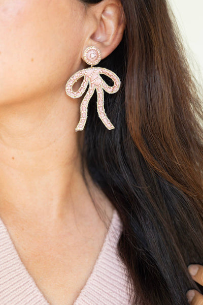 Gaby & Grace - Coquette Embroidered Earrings - Blush