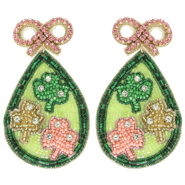 Shamrock Clover & Bow Earrings