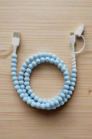 Beaded Cord Phone Charger - Blue