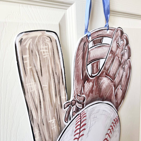 Home Malone - Play Ball Baseball Door Hanger