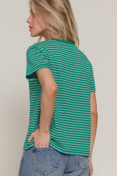 Raelynn S/S Stripe Tee - Green