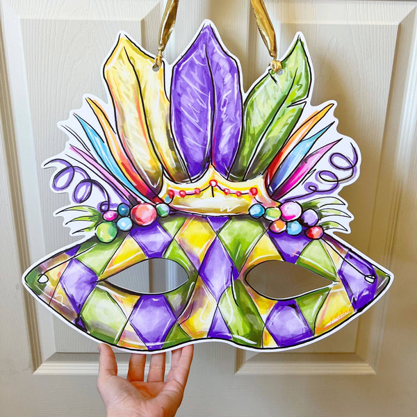 Home Malone - Carnival Mask Mardi Gras Door Hanger - New Orleans Decor