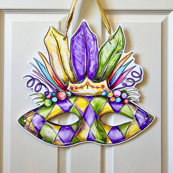 Home Malone - Carnival Mask Mardi Gras Door Hanger - New Orleans Decor