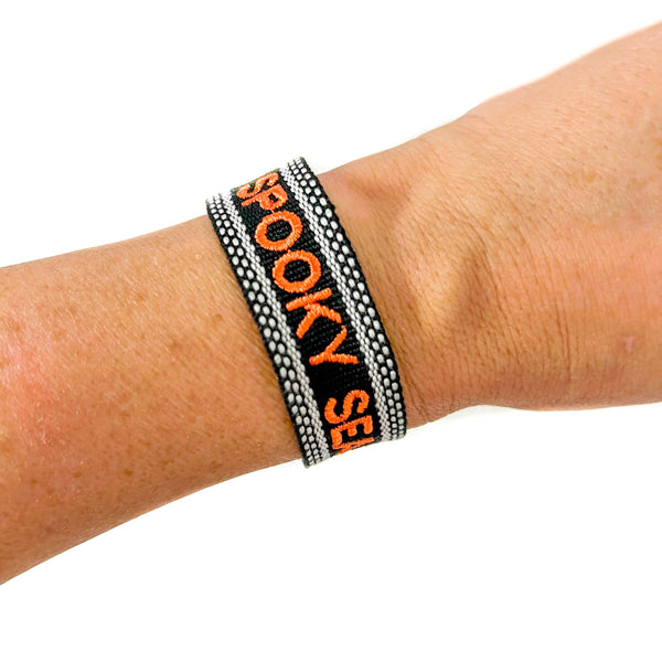 Spooky Season Halloween Embroidered Woven Bracelet