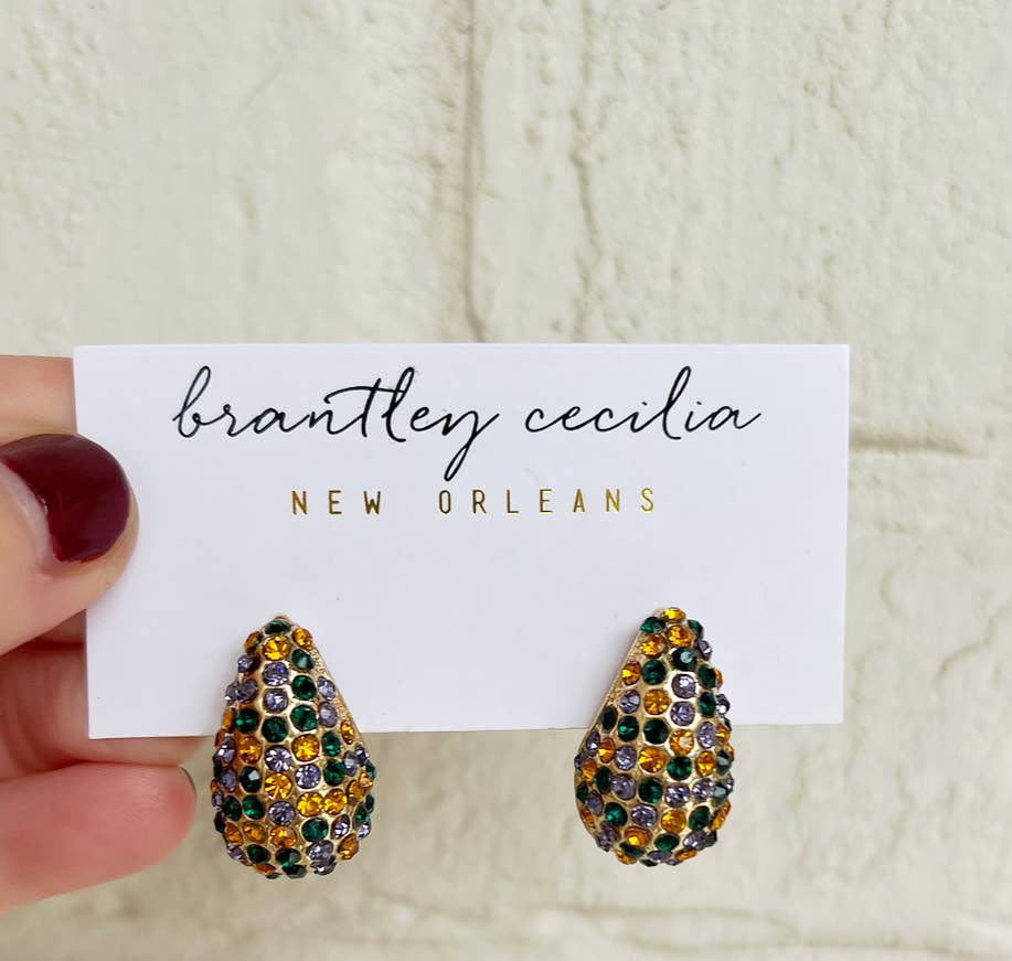 Brantley Cecilia - Mardi Gras Drop Earrings - Rhinestone