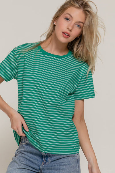 Raelynn S/S Stripe Tee - Green
