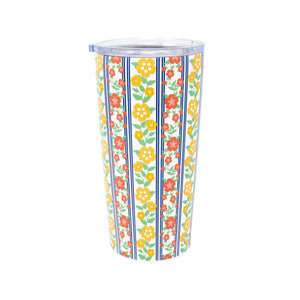 Stainless Steel Thermal Mug - Floral Stripe