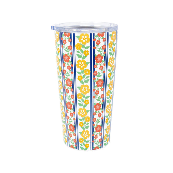 Stainless Steel Thermal Mug - Floral Stripe