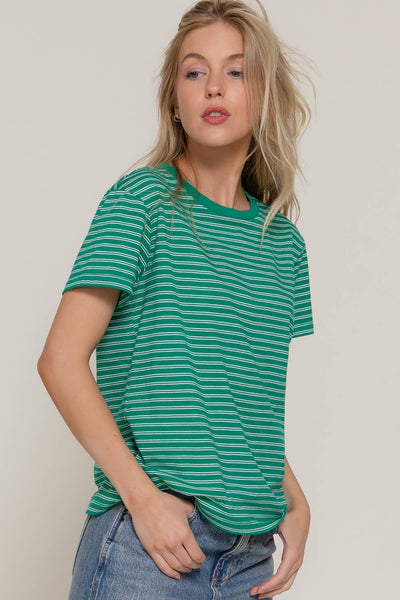 Raelynn S/S Stripe Tee - Green