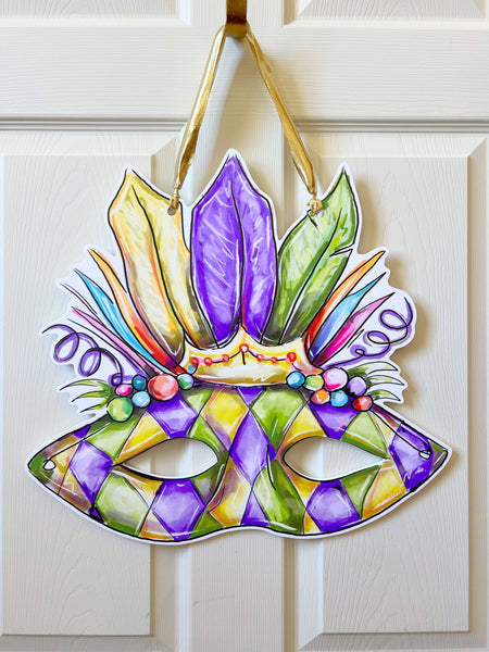 Home Malone - Carnival Mask Mardi Gras Door Hanger - New Orleans Decor