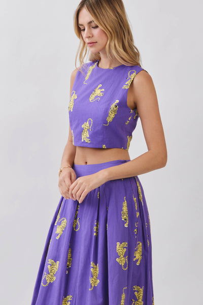 Fightin’ Tigers Cropped Tank Top - Purple