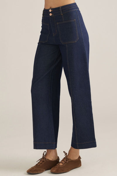 Sterling Wide Leg Denim Jeans - Dark