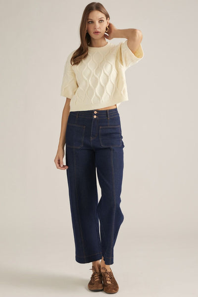 Sterling Wide Leg Denim Jeans - Dark