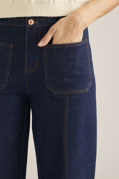 Sterling Wide Leg Denim Jeans - Dark
