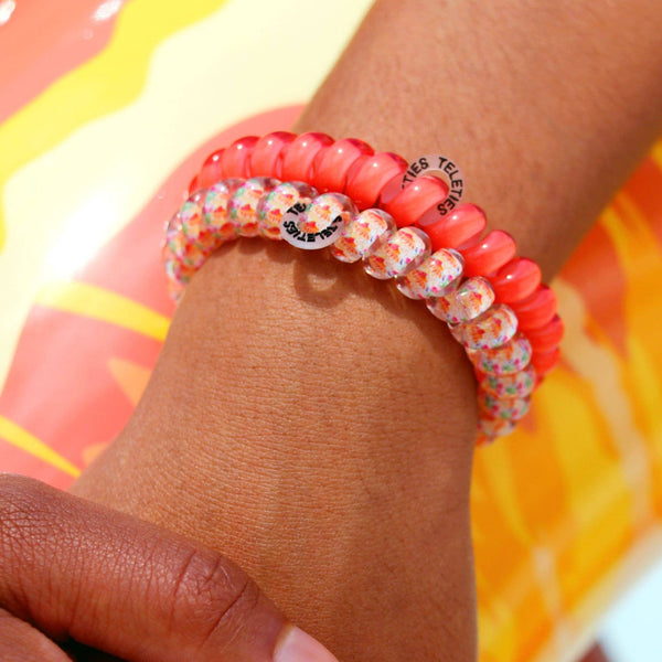 TELETIES - Spiral Hair Coils - Coral Craze Hair Ties - Large