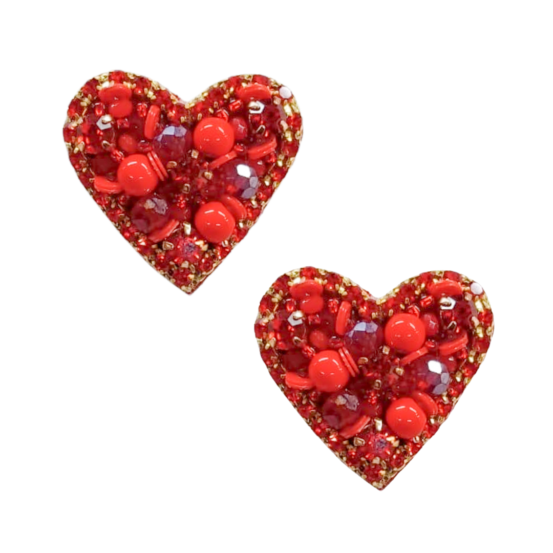 Gaby & Grace - Sweetheart Stud Earrings - Red