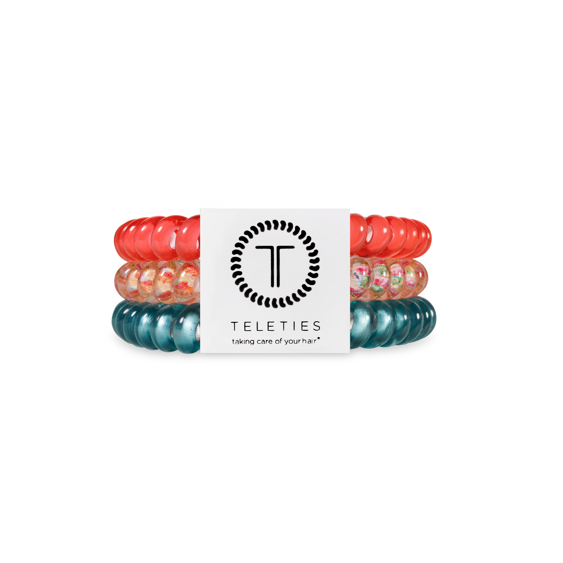 TELETIES - Spiral Hair Coils - Coral Craze Hair Ties - Small