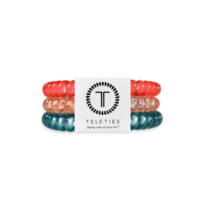TELETIES - Spiral Hair Coils - Coral Craze Hair Ties - Small