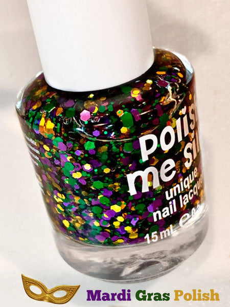 Polish Me Silly - Mardi Gras Glitter Top Coat Nail Polish