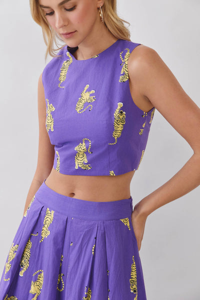 Fightin’ Tigers Cropped Tank Top - Purple