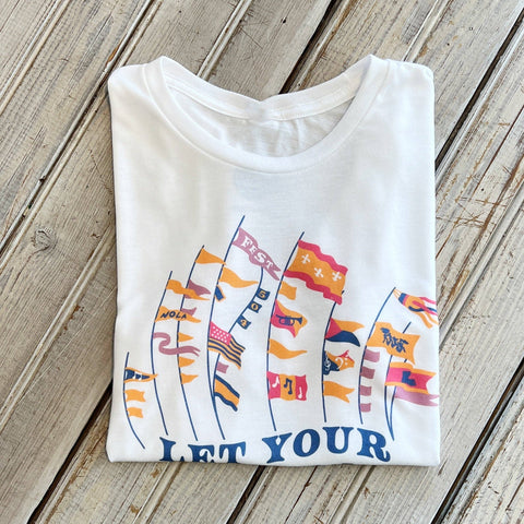 Let Your Fest Flag Fly Crop Top - White
