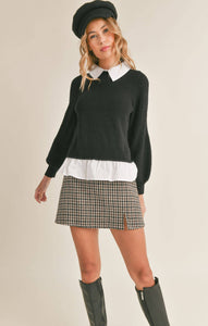 Sadie & Sage - Wednesday Layered Look Sweater - Black